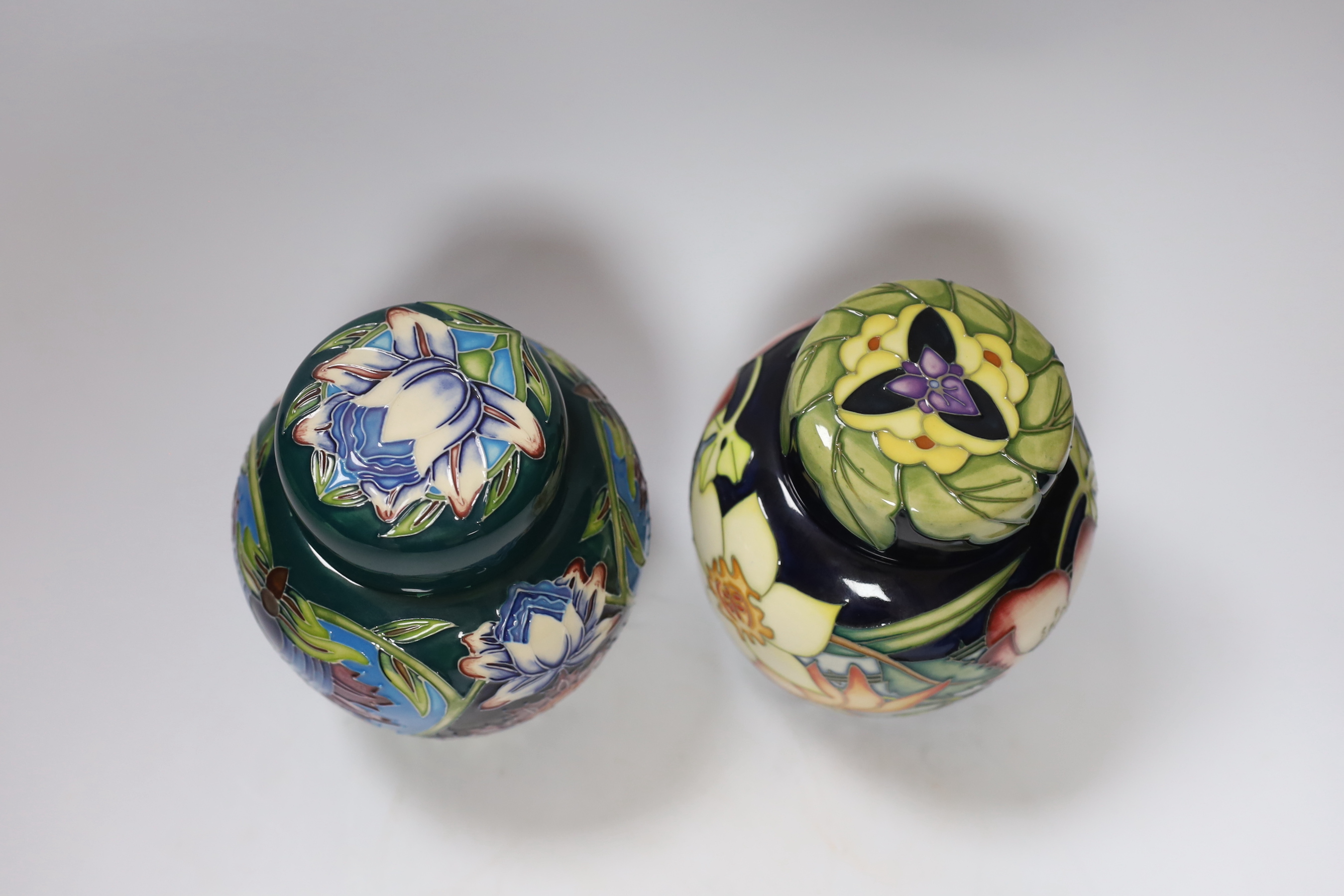 Two Moorcroft ginger jars; Golden Jubilee and Saadian patterns, 16cm